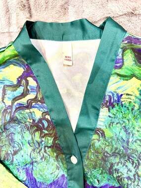 Van Gogh 'Irises' Oil Paint Print Pajama Set Two-Piece Leisure Wear XL Fits like